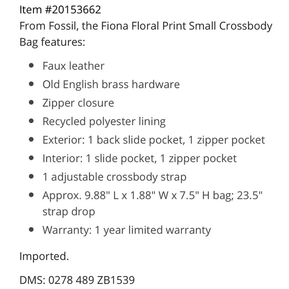 NEW! Fiona Floral Print Small Crossbody Bag - Picture 5 of 6